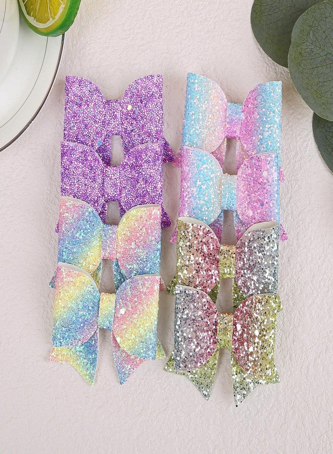 XIMA Glitter Hair Bows for Girls, 24 Piece Set with Alligator Clips, Rainbow Sparkle Hair Accessories - Image 4